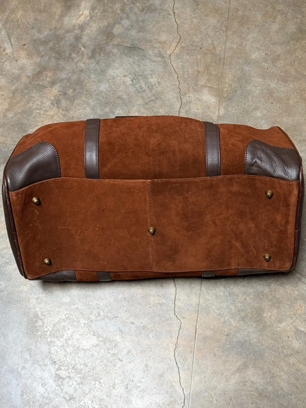 2003 Marlboro Grit Gear Suede Duffel Bag in Chestnut and Dark Brown
